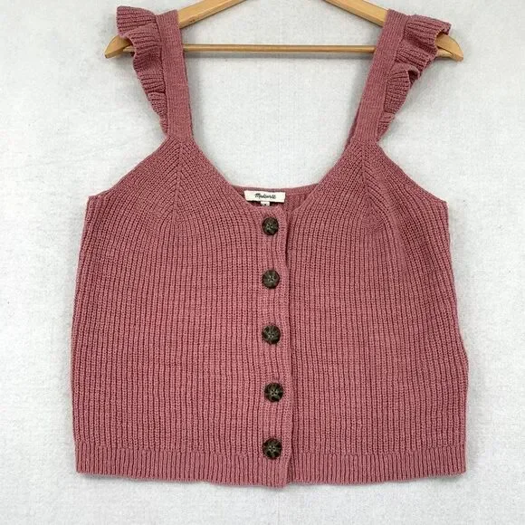 Madewell Knit Ruffle Strap Tank NWOT M - Picture 2 of 9